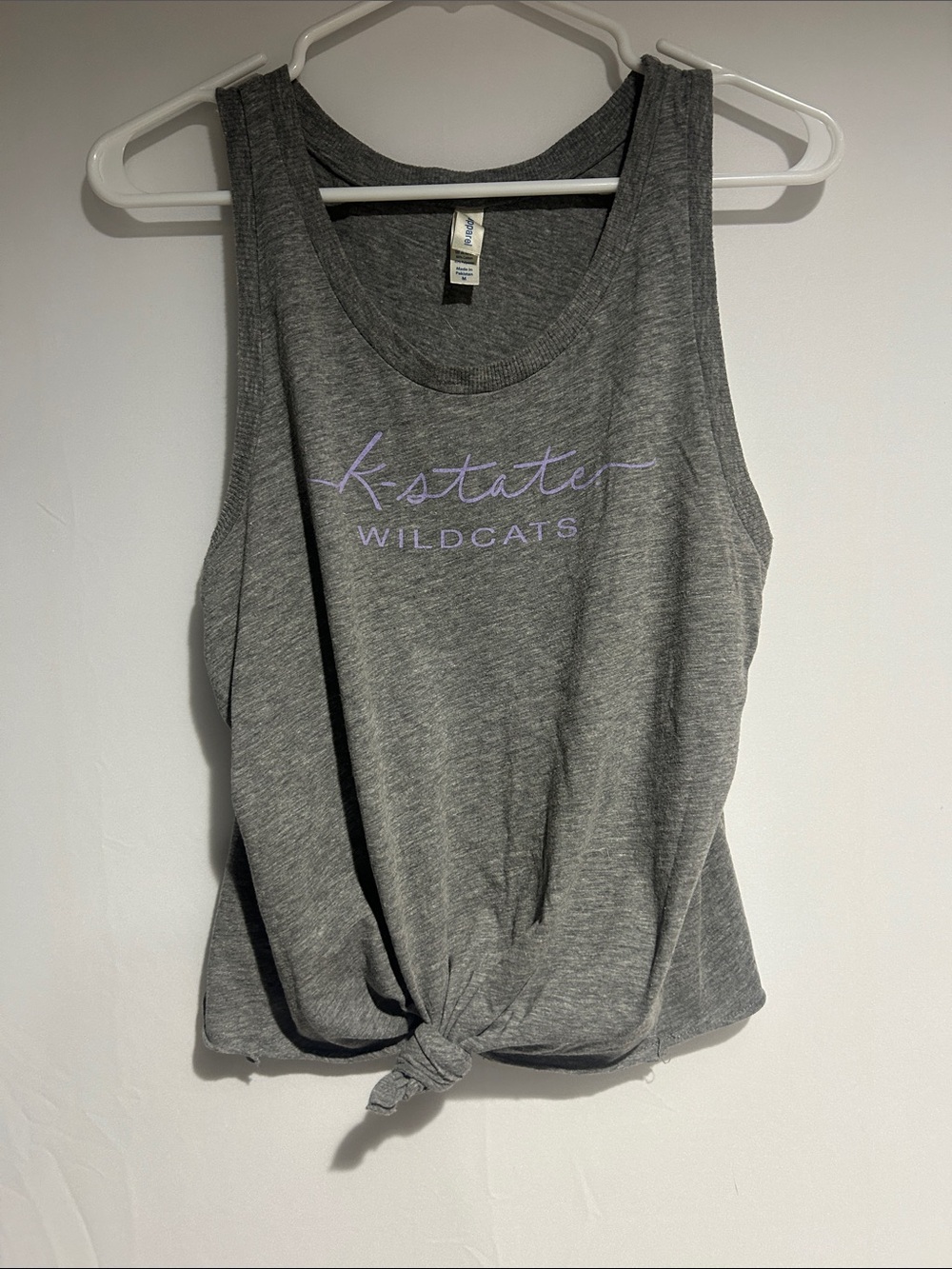 Women's Gray K-State Wildcats Knot Front Tank Top